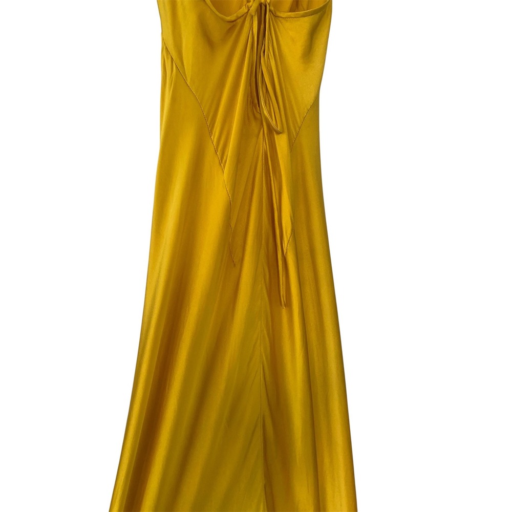 Plein Sud Sun Silk Slip Dress Womens 6 Yellow Excellent 90s Y2K Maxi Gown French - Picture 6 of 10